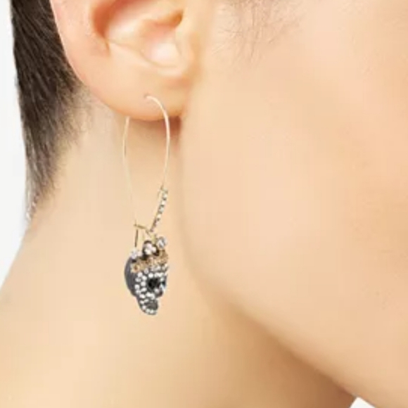 Betsey Johnson king skull drop earrings - Picture 2 of 6